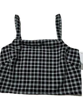 BP Nordstrom Black-Blue Mason Plaid Crop Tank NWT